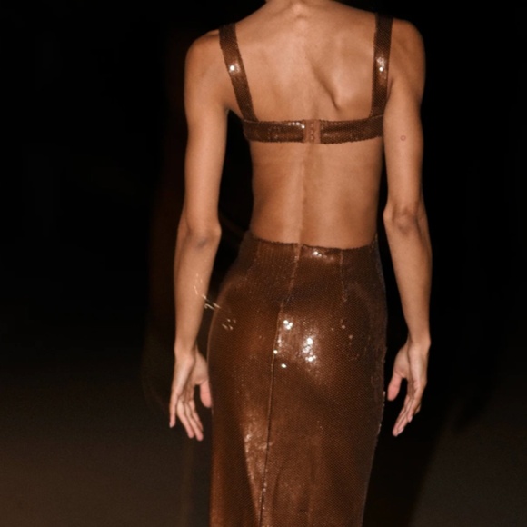 Meshki chocolate Adoria Sequin Cut out Maxi Dress - Picture 2 of 2